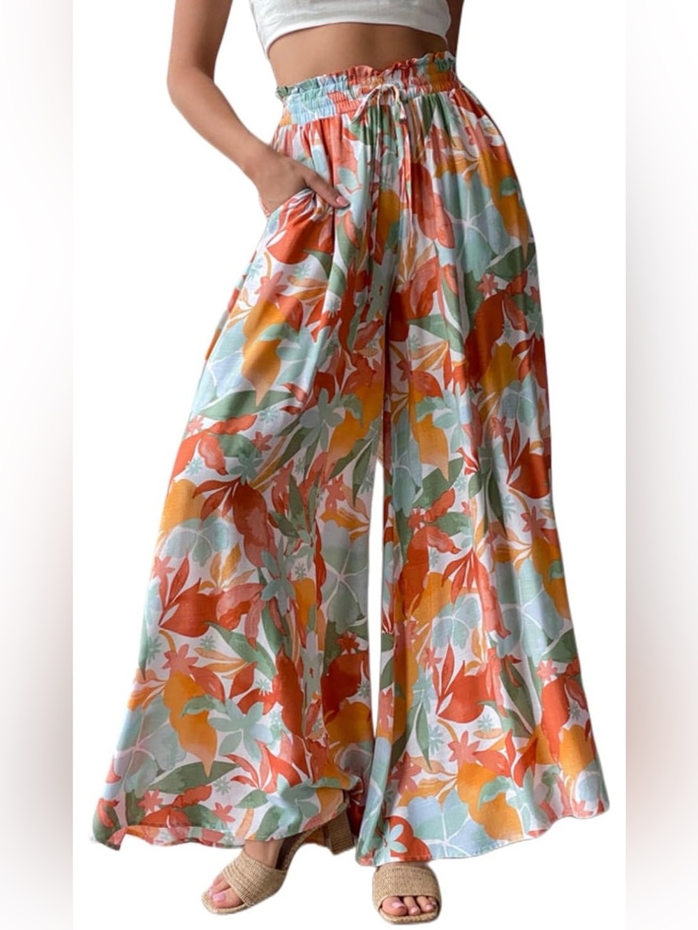 Women’s Wide-Leg Floral Print Palazzo Pants - Multi